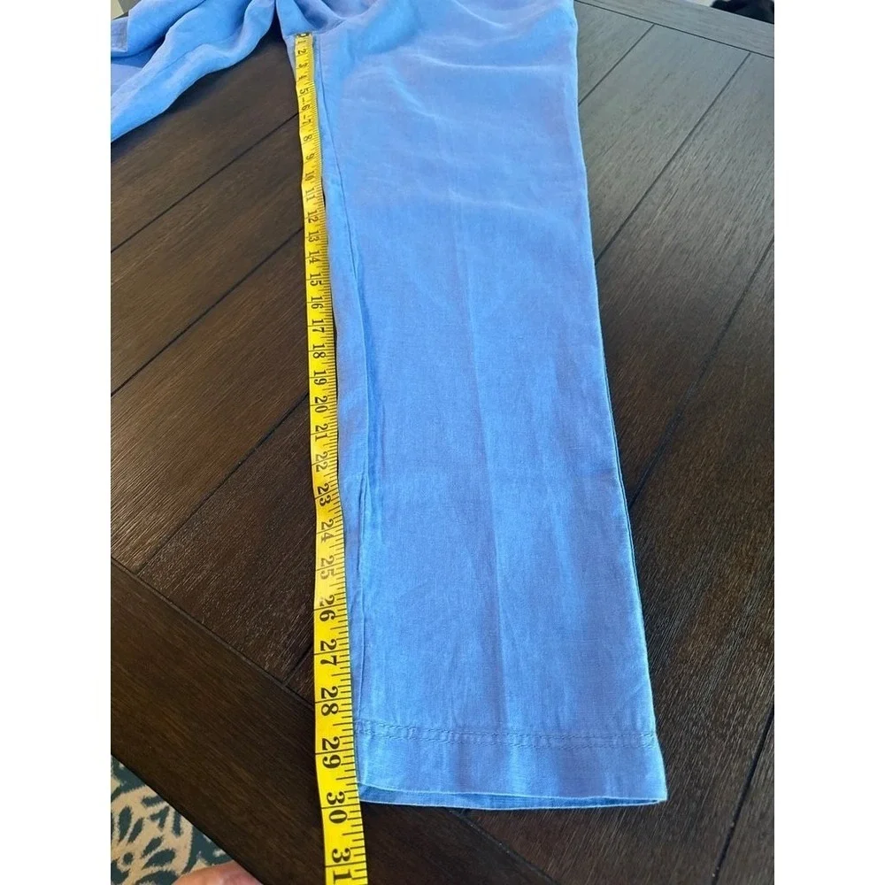 H&M Womens Blue Linen Blend Drawstring Elastic Waist Straight Leg Pants Size S